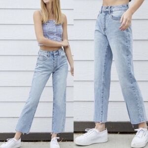 J. Galt - Light Wash Raw Hem Jeans - Straight Leg Button Fly